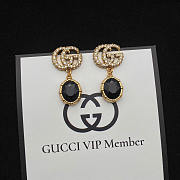 Gucci Double G Earrings with Black Crystals - 1