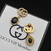 Gucci Double G Earrings with Black Crystals - 4