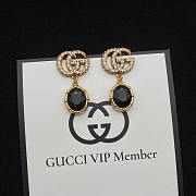 Gucci Double G Earrings with Black Crystals - 3