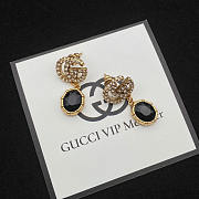 Gucci Double G Earrings with Black Crystals - 2