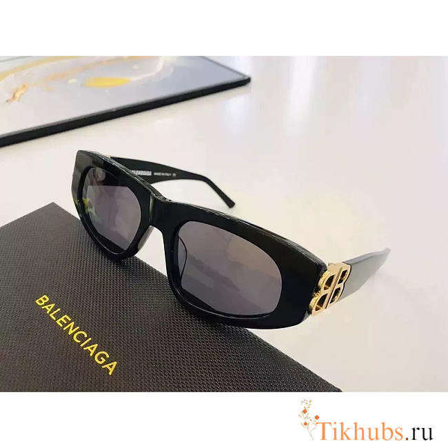 Balenciaga Gloden Logo BB0095S Sunglasses Black - 1