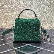 Valentino Vsling Mini Handbag with Sparkling Embroidery Green 19x13x9cm - 2