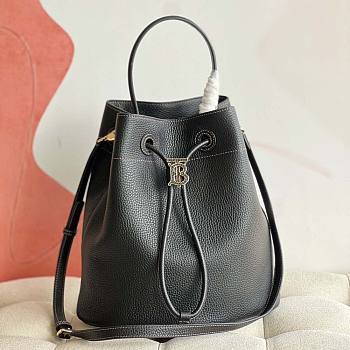 Burberry Grainy Leather Small TB Bucket Bag Black 26x26x16cm