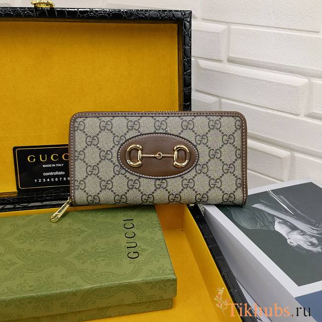 Gucci Horsebit 1955 Zip Around Wallet Brown 19x10x2.5cm - 1