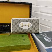 Gucci Horsebit 1955 Zip Around Wallet White 19x10x2.5cm - 1