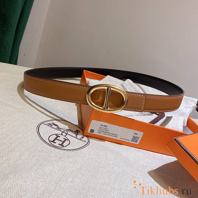Hermes Brown Gold Belt 2.4cm - 1