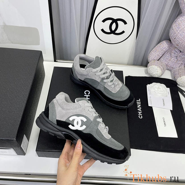 Chanel Low Top Trainer Grey and Black - 1