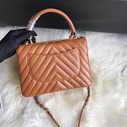 Chanel Top Handle Trendy Chevron Brown 25x17x12cm - 4