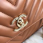 Chanel Top Handle Trendy Chevron Brown 25x17x12cm - 6