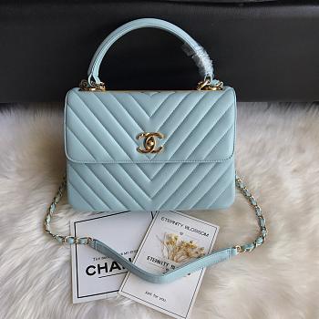 Chanel Top Handle Trendy Chevron Blue 25x17x12cm