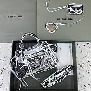 Balenciaga Neo Cagole XS Handbag in White and Black Graffiti 26x13x18cm - 1