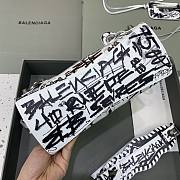 Balenciaga Neo Cagole XS Handbag in White and Black Graffiti 26x13x18cm - 4