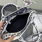 Balenciaga Neo Cagole XS Handbag in White and Black Graffiti 26x13x18cm - 5