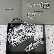 Balenciaga Neo Cagole XS Handbag in White and Black Graffiti 26x13x18cm - 2