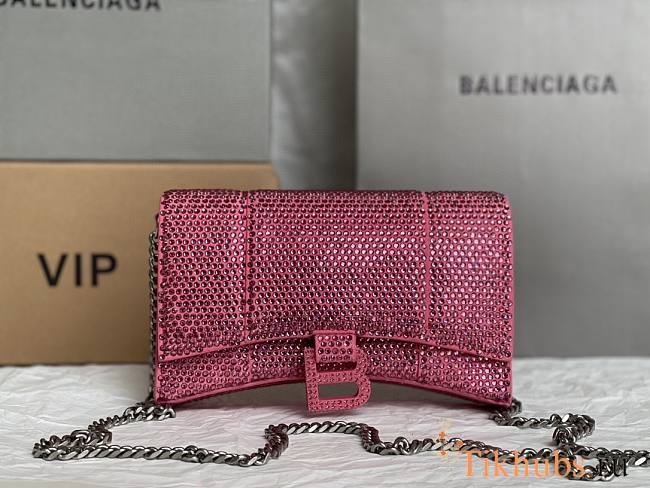 Balenciaga Hourglass Wallet On Chain In Pink 19x12x5cm - 1