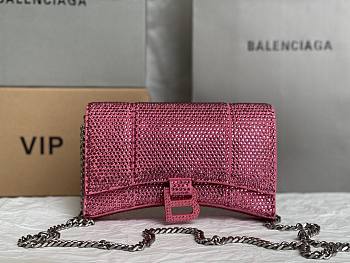 Balenciaga Hourglass Wallet On Chain In Pink 19x12x5cm