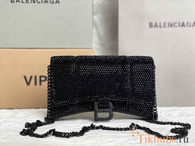 Balenciaga Hourglass Wallet On Chain In Black 19x12x5cm - 1