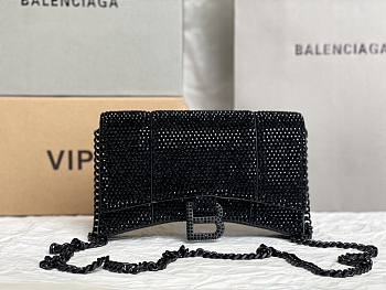 Balenciaga Hourglass Wallet On Chain In Black 19x12x5cm