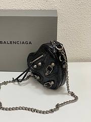 Balenciaga Mini Le Cagole Heart Leather Crossbody Bag Black 16x5x13cm - 6