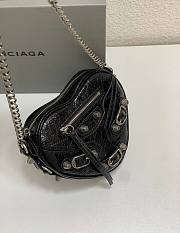 Balenciaga Mini Le Cagole Heart Leather Crossbody Bag Black 16x5x13cm - 3