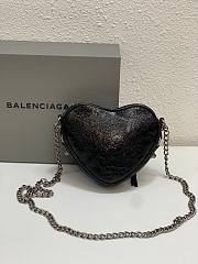 Balenciaga Mini Le Cagole Heart Leather Crossbody Bag Black 16x5x13cm - 2