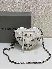 Balenciaga Mini Le Cagole Heart Leather Crossbody Bag White 16x5x13cm - 1