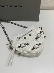 Balenciaga Mini Le Cagole Heart Leather Crossbody Bag White 16x5x13cm - 3