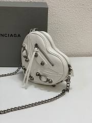 Balenciaga Mini Le Cagole Heart Leather Crossbody Bag White 16x5x13cm - 5