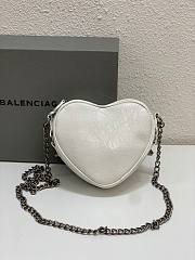 Balenciaga Mini Le Cagole Heart Leather Crossbody Bag White 16x5x13cm - 2