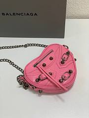 Balenciaga Mini Le Cagole Heart Leather Crossbody Bag Pink 16x5x13cm - 5