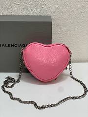 Balenciaga Mini Le Cagole Heart Leather Crossbody Bag Pink 16x5x13cm - 4
