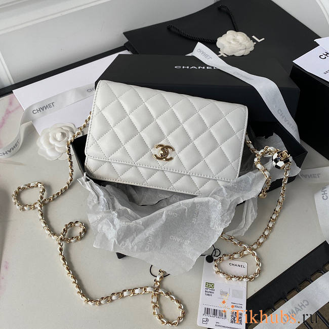 Chanel Wallet On Chain White Lambskin Gold 19x12x3.5cm - 1