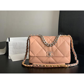 Chanel 19 Leather Handbag Pink 26x16x9cm
