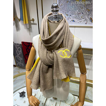 Chanel Shawl Double-Sided Large Square Scarf in Beige 43x195cm