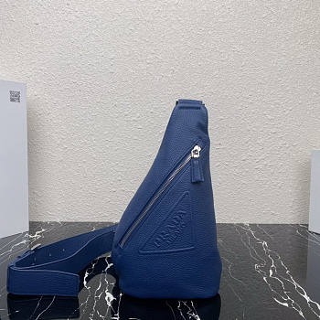 Prada Cross Leather Bag Blue 32x6.5x17cm