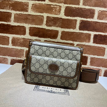 Gucci Messenger Bag With Interlocking G Brown 21x16.5x8cm