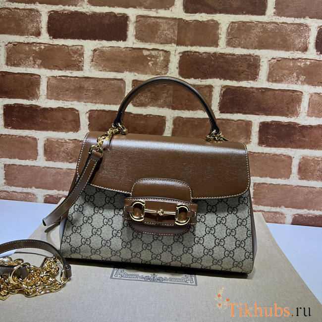 Gucci Horsebit 1955 Medium Bag Brown And Beige 29x20x13cm - 1