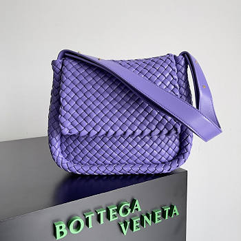 Bottega Veneta Cobble Shoulder Purple Bag 27x20x9cm