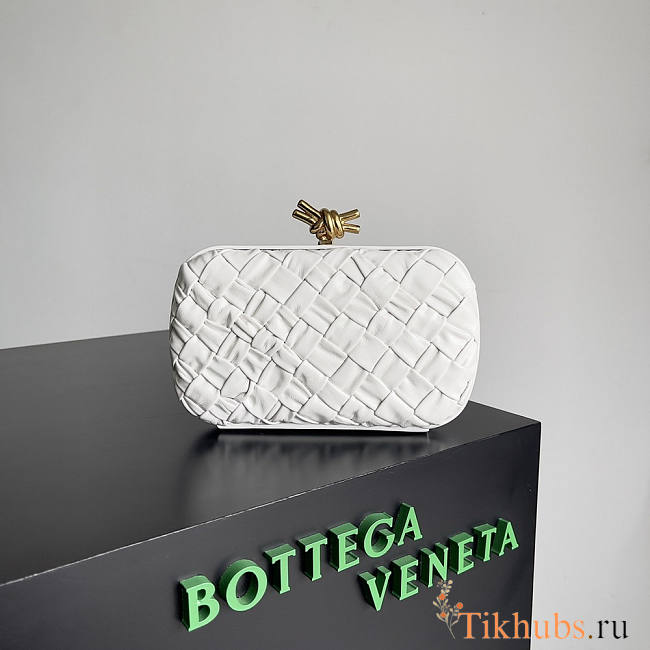 Bottega Veneta Knot Minaudiere White 20x12x5.5cm - 1