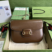 Gucci Horsebit 1955 Patchwork Shoulder Bag Brown 30x21x7.5cm - 1