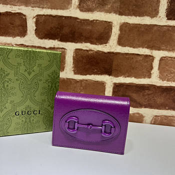 Gucci Horsebit 1955 Card Case Wallet Purple 11x8.5x3cm
