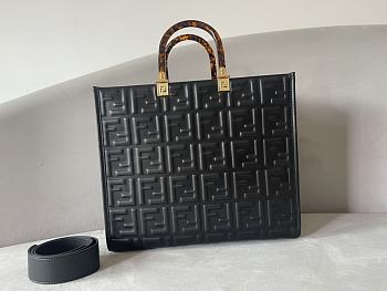Fendi Sunshine Medium Black Leather Shopper 35x31x17cm