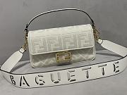 Fendi Baguette White FF Canvas Bag 27x6x15cm - 1