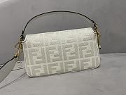 Fendi Baguette White FF Canvas Bag 27x6x15cm - 2