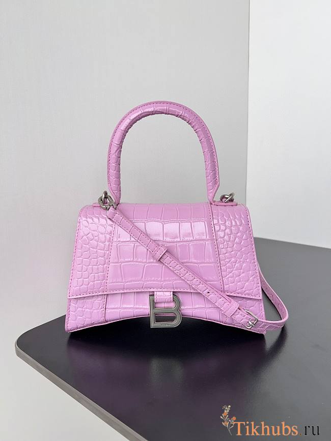 Balenciaga Hourglass Crocodile Pink 23x10x24cm - 1