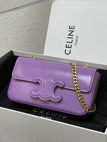 Celine Chain Shoulder Bag Cuir Triomphe Purple 20.5x10.5x4cm