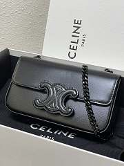 Celine Chain Shoulder Bag Cuir Triomphe Black 20.5x10.5x4cm - 1