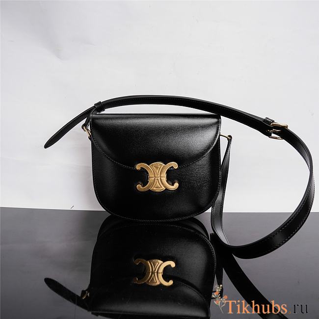 Celine Teen Besace Triomphe In Black Gold 18.5x16x.6cm - 1