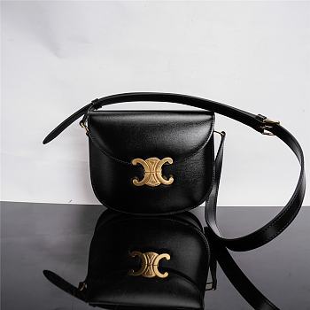 Celine Teen Besace Triomphe In Black Gold 18.5x16x.6cm