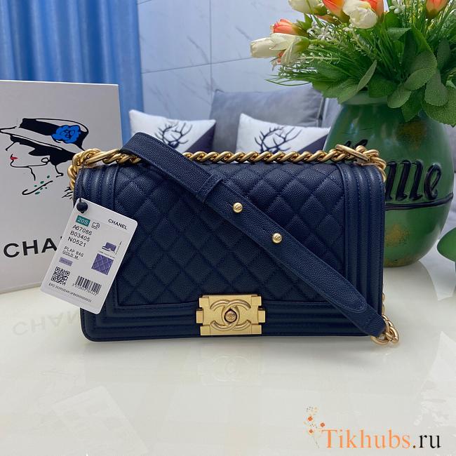 Chanel Leboy Bag Caviar Navy Blue Gold 25cm - 1